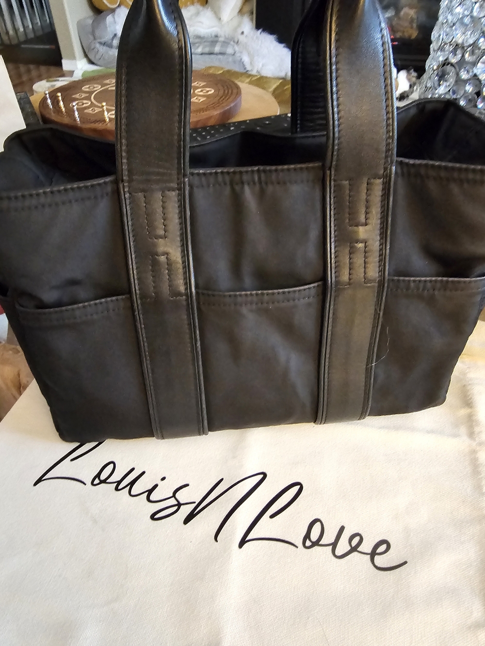 Hermes Black Tote with Dual Top Handles